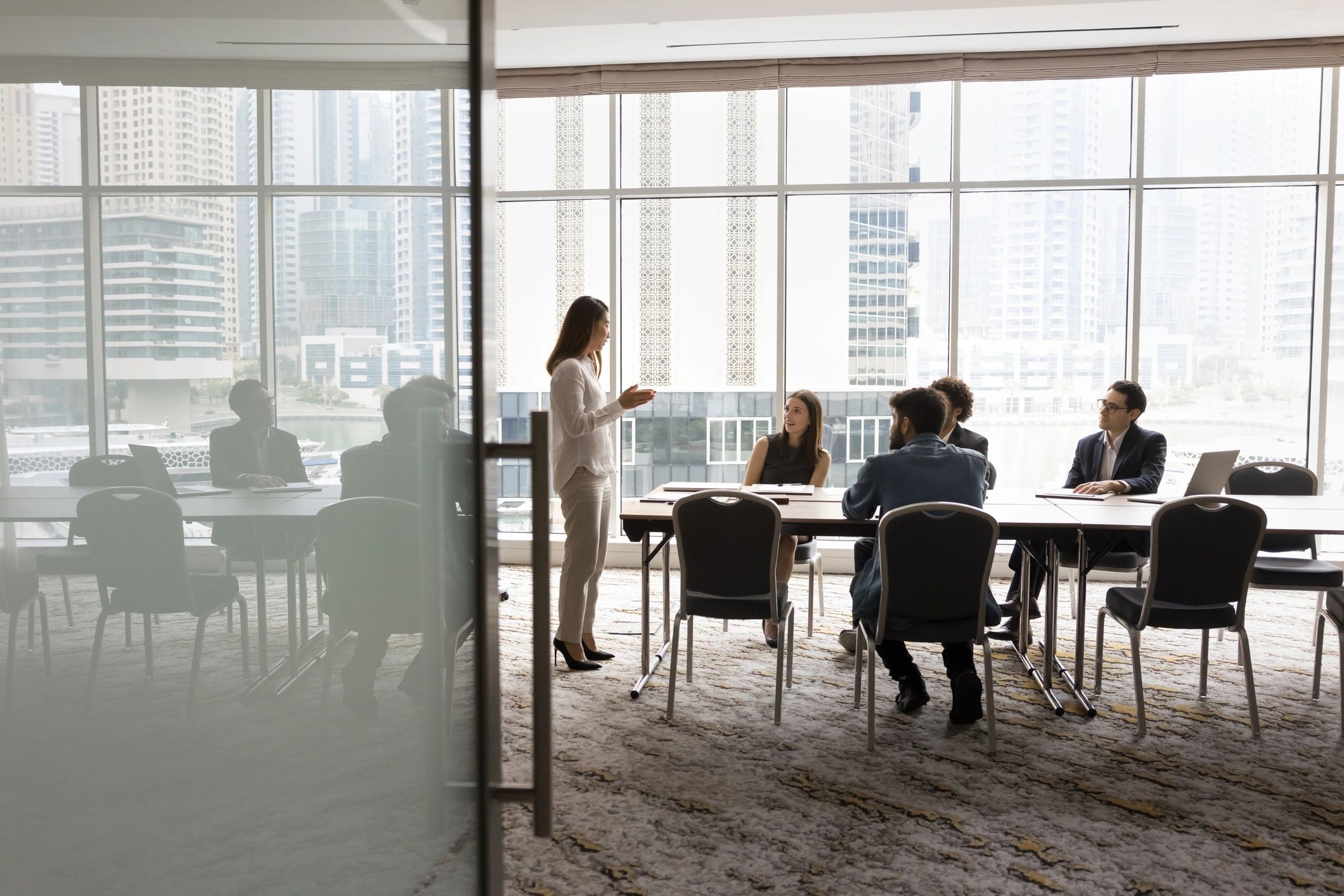 Business consulting team meeting in a conference room